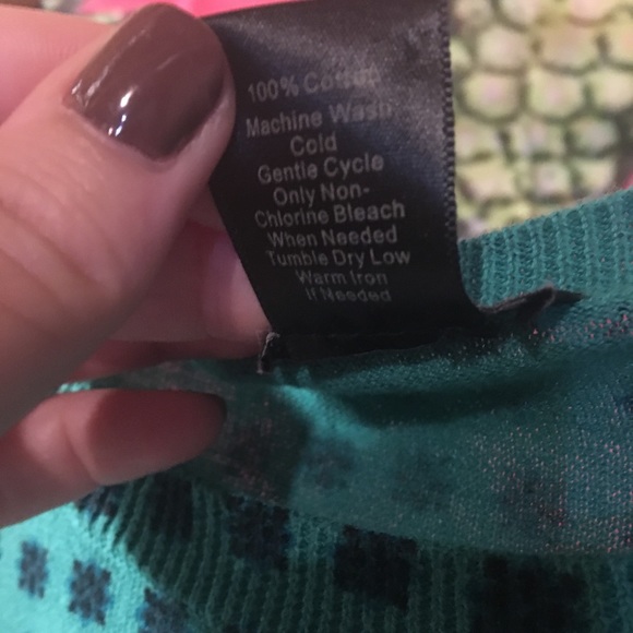 Ann Taylor Green Navy Geo Sweater Size L - Picture 4 of 6